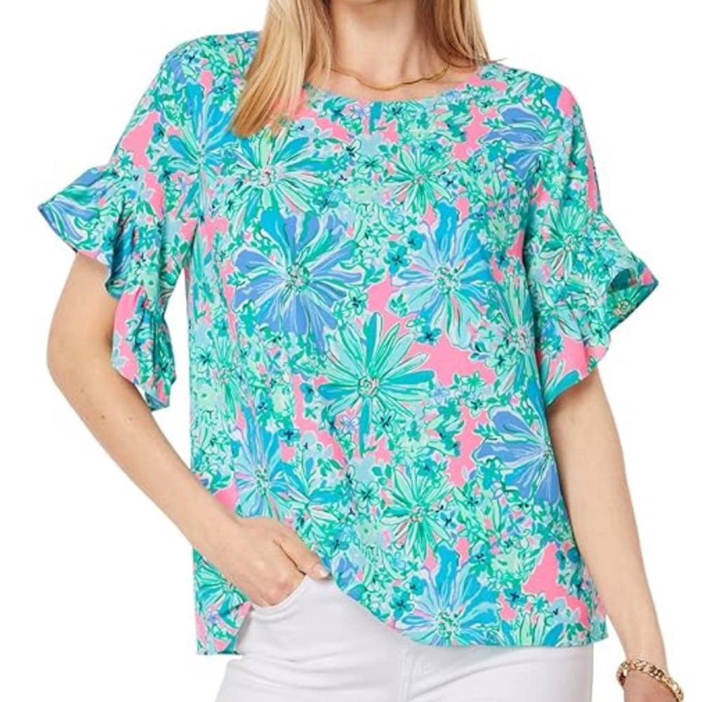 🆕 NWT Lilly Pulitzer Darlah Short Sleeve Soleil Pink Good Hare Day Size XL 🎀